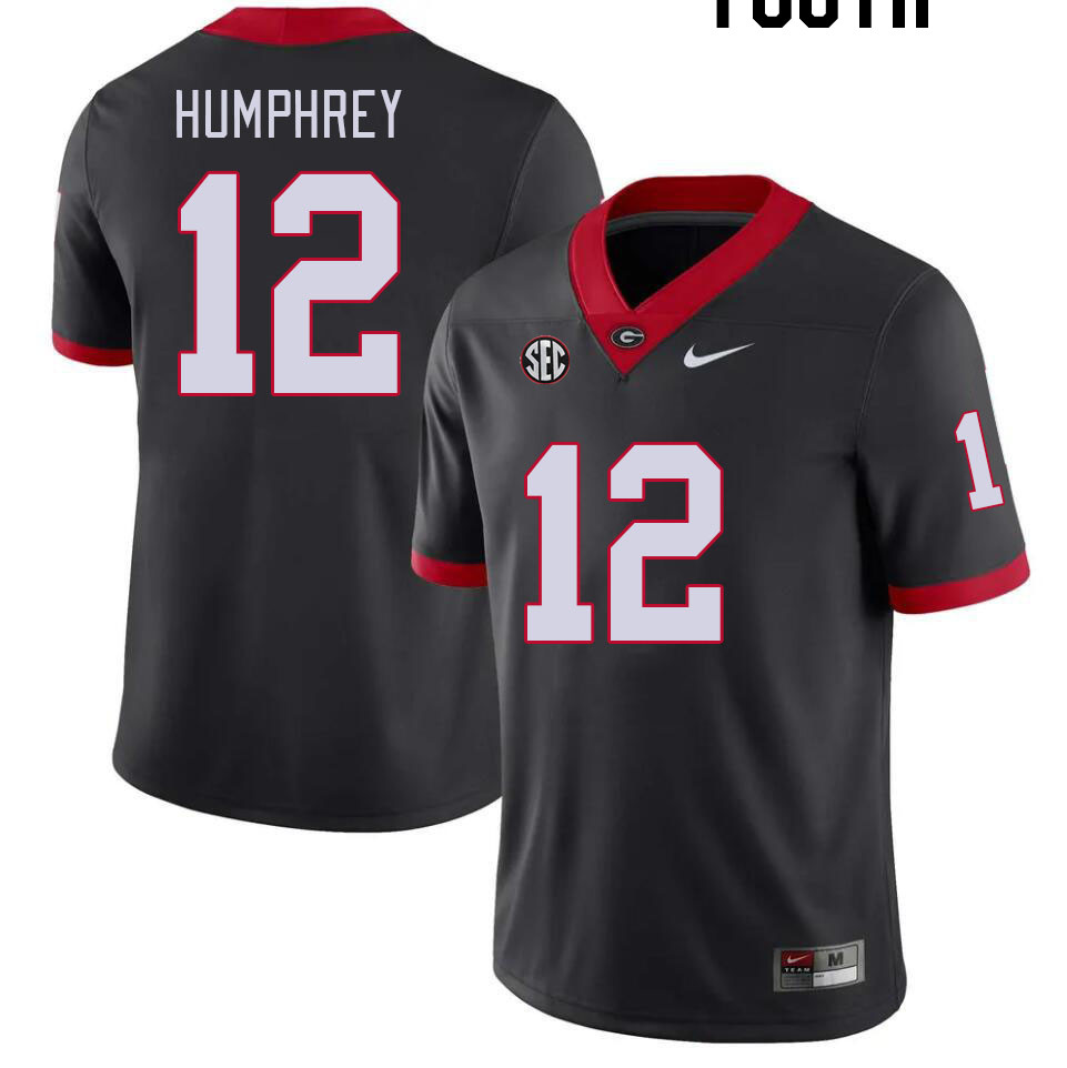 Youth #12 Julian Humphrey Georgia Bulldogs College Football Jerseys Stitched-Black